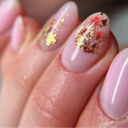 Glitter Nail Designs with Random Foil or Glitter Pieces