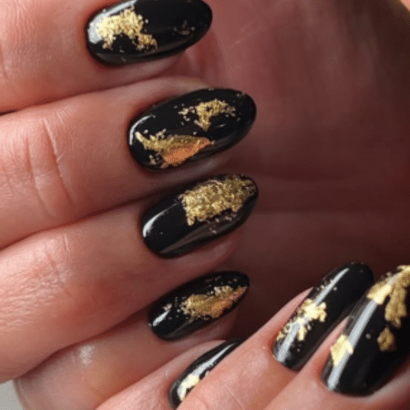 Glitter Nails with Foil Accents